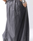 【studio b3】 UNSEX COATED LINEN&BAMBOO BOX SARROUEL PANTS NB2123_BLACK