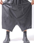 【studio b3】 UNSEX COATED LINEN&BAMBOO BOX SARROUEL PANTS NB2123_BLACK