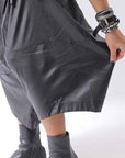 【studio b3】 UNSEX COATED LINEN&BAMBOO BOX SARROUEL PANTS NB2123_BLACK