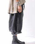 【studio b3】 UNSEX COATED LINEN&BAMBOO BOX SARROUEL PANTS NB2123_BLACK
