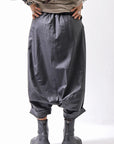 【studio b3】 UNSEX COATED LINEN&BAMBOO BOX SARROUEL PANTS NB2123_BLACK