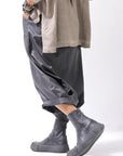 【studio b3】 UNSEX COATED LINEN&BAMBOO BOX SARROUEL PANTS NB2123_BLACK