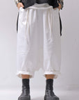 【studio b3】 UNSEX COATED LINEN&BAMBOO BOX SARROUEL PANTS NB2123_WHITE