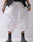 【studio b3】 UNSEX COATED LINEN&BAMBOO BOX SARROUEL PANTS NB2123_WHITE