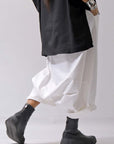 【studio b3】 UNSEX COATED LINEN&BAMBOO BOX SARROUEL PANTS NB2123_WHITE