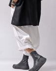 【studio b3】 UNSEX COATED LINEN&BAMBOO BOX SARROUEL PANTS NB2123_WHITE