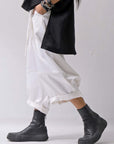 【studio b3】 UNSEX COATED LINEN&BAMBOO BOX SARROUEL PANTS NB2123_WHITE