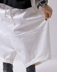 【studio b3】 UNSEX COATED LINEN&BAMBOO BOX SARROUEL PANTS NB2123_WHITE
