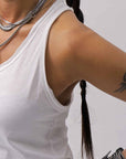 【studio b3】 FRONT BUTTON COTTON TANK TOP NB2059_WHITE