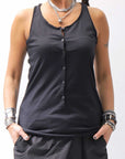 【studio b3】 FRONT BUTTON COTTON TANK TOP NB2059_BLACK
