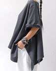 【NOSTRASANTISSIMA】 ASYMMETRY SWEAT COTTON WIDE TOPS FM139_BLACK