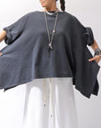 【NOSTRASANTISSIMA】 ASYMMETRY SWEAT COTTON WIDE TOPS FM139_BLACK