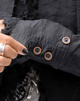 【RUNDHOLZ】 GRUNGE COTTON LACE & STRETCH JACKET _BLACK GLOSS