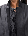 【RUNDHOLZ】 GRUNGE COTTON LACE & STRETCH JACKET _BLACK GLOSS