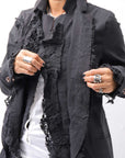 【RUNDHOLZ】 GRUNGE COTTON LACE & STRETCH JACKET _BLACK GLOSS