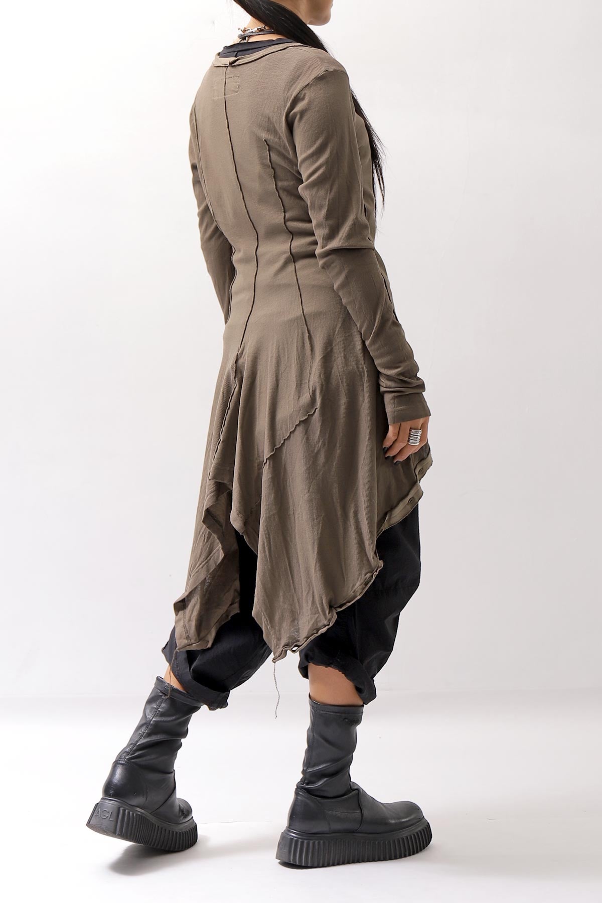 【RUNDHOLZ】 RIB COTTON PENGUIN BUTTON LONG TOP 234 0904_DUNE