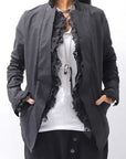 【RUNDHOLZ】 GRUNGE COTTON LACE & STRETCH JACKET _BLACK GLOSS