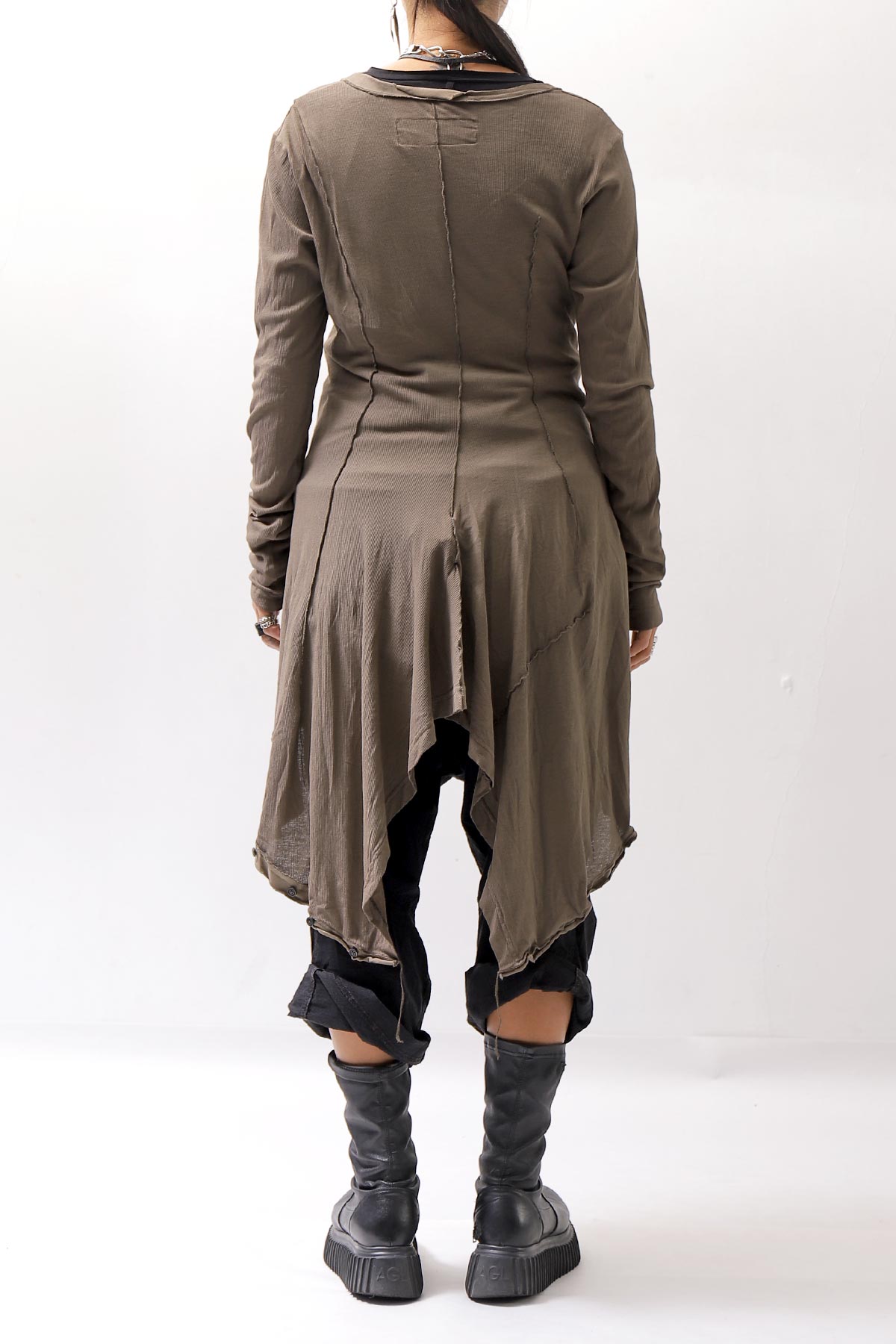 【RUNDHOLZ】 RIB COTTON PENGUIN BUTTON LONG TOP 234 0904_DUNE