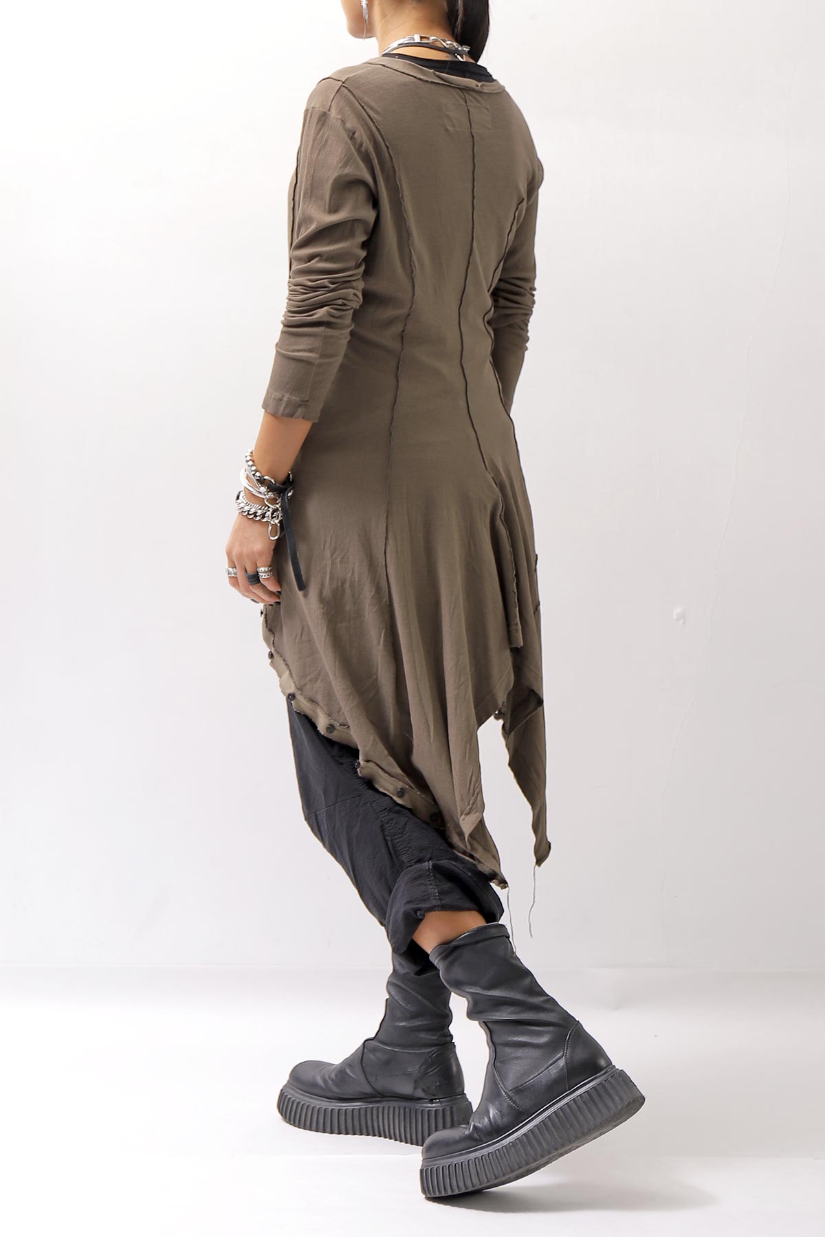 【RUNDHOLZ】 RIB COTTON PENGUIN BUTTON LONG TOP 234 0904_DUNE