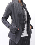 【RUNDHOLZ】 GRUNGE COTTON LACE & STRETCH JACKET _BLACK GLOSS