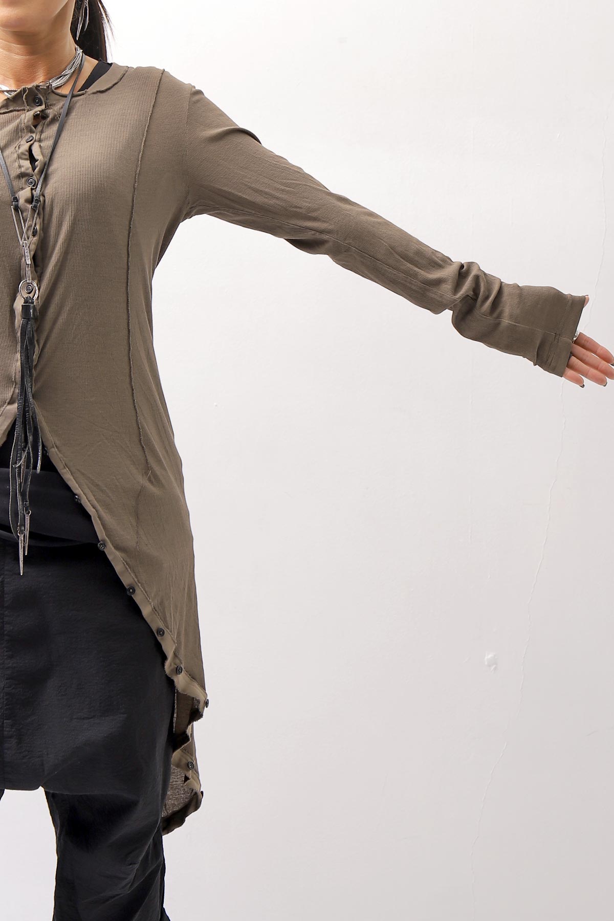 【RUNDHOLZ】 RIB COTTON PENGUIN BUTTON LONG TOP 234 0904_DUNE