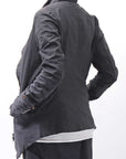 【RUNDHOLZ】 GRUNGE COTTON LACE & STRETCH JACKET _BLACK GLOSS