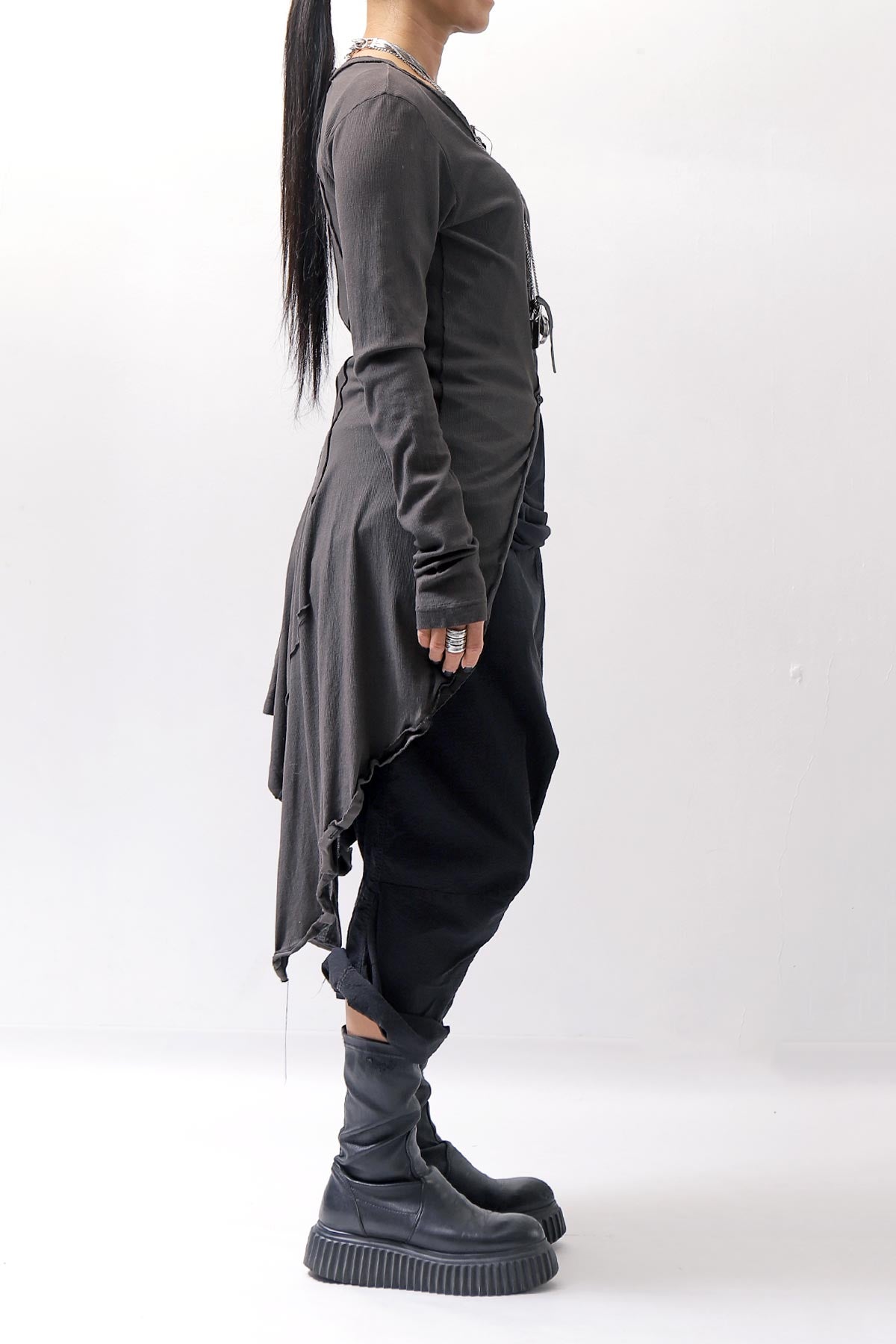 【RUNDHOLZ】 RIB COTTON PENGUIN BUTTON LONG TOP 234 0904_LAVA