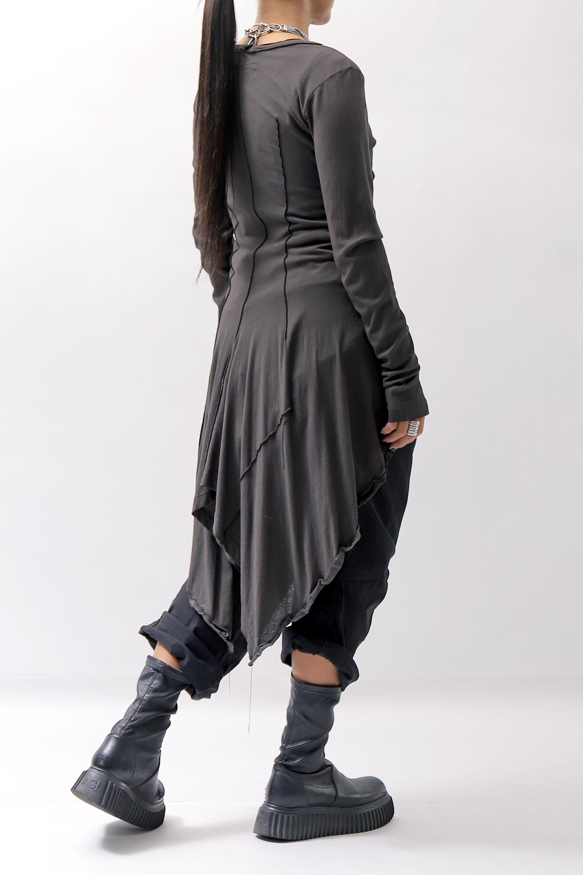 【RUNDHOLZ】 RIB COTTON PENGUIN BUTTON LONG TOP 234 0904_LAVA