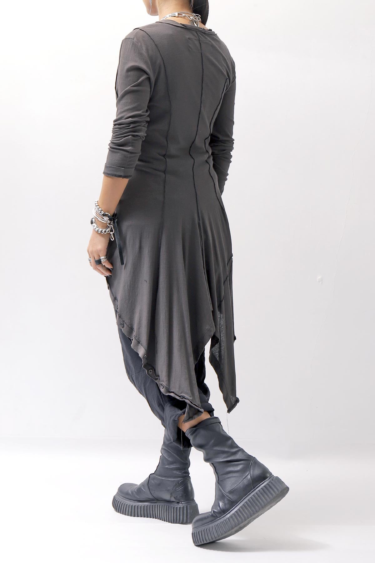 【RUNDHOLZ】 RIB COTTON PENGUIN BUTTON LONG TOP 234 0904_LAVA