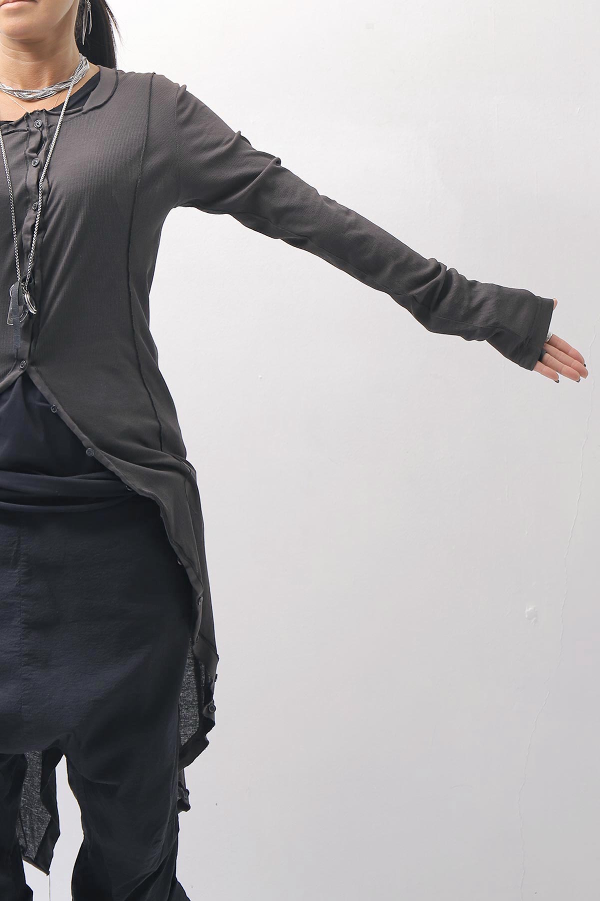 【RUNDHOLZ】 RIB COTTON PENGUIN BUTTON LONG TOP 234 0904_LAVA