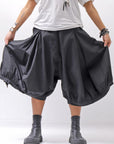 【RUNDHOLZ】 UNISEX BACK FLAP BALOON SARROUEL PANTS _BLACK GLOSS