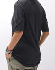 【thom/krom】 UNISEX SKIN COTTO DOUBLE LAYERED HALF SLEEVE TOP MTS921_BLACK