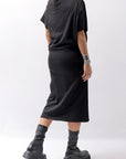 【NOSTRASANTISSIMA】 STRETCH COTTON 2WAY TOP DRESS A08_BLACK