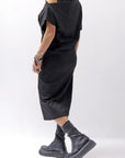 【NOSTRASANTISSIMA】 STRETCH COTTON 2WAY TOP DRESS A08_BLACK