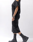 【NOSTRASANTISSIMA】 STRETCH COTTON 2WAY TOP DRESS A08_BLACK