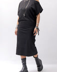 【NOSTRASANTISSIMA】 STRETCH COTTON 2WAY TOP DRESS A08_BLACK