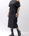【NOSTRASANTISSIMA】 STRETCH COTTON 2WAY TOP DRESS A08_BLACK