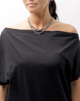 【NOSTRASANTISSIMA】 STRETCH COTTON 2WAY TOP DRESS A08_BLACK