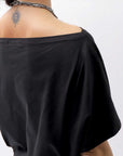【NOSTRASANTISSIMA】 STRETCH COTTON 2WAY TOP DRESS A08_BLACK