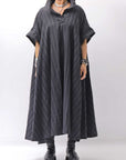 【RUNDHOLZ】OVERSIZED LINEN COTTON STRIPE DRESS _BLACK STRIPE