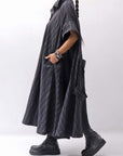 【RUNDHOLZ】OVERSIZED LINEN COTTON STRIPE DRESS _BLACK STRIPE