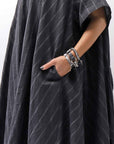 【RUNDHOLZ】OVERSIZED LINEN COTTON STRIPE DRESS _BLACK STRIPE