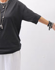 【thom/krom】 UNISEX COTTON MODAL RELAX FIT TEE _BLACK
