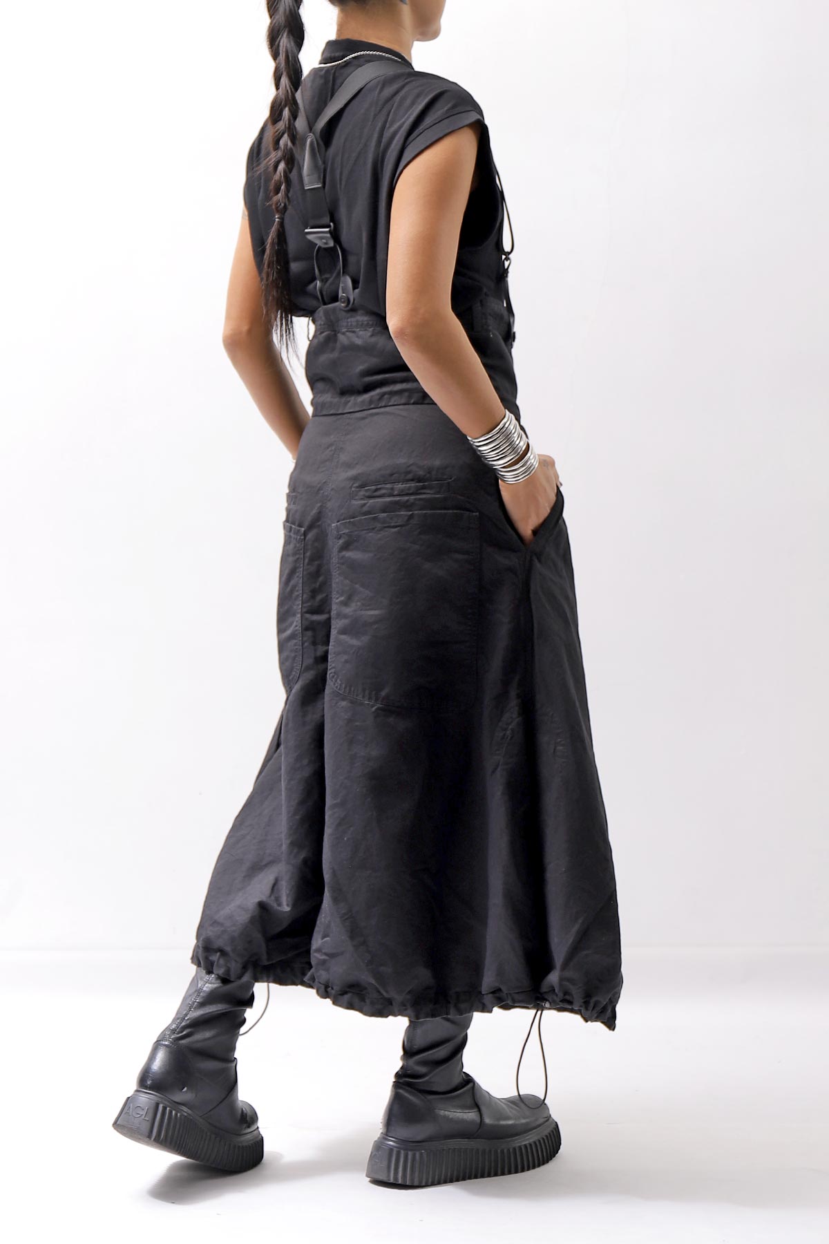 【RUNDHOLZ】 MULTIWAY LINEN COTTON SUSPENDER SKIRT PANTS 209 5311/03_BLACK