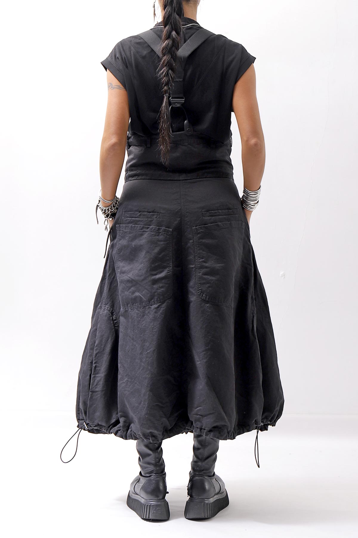 【RUNDHOLZ】 MULTIWAY LINEN COTTON SUSPENDER SKIRT PANTS 209 5311/03_BLACK