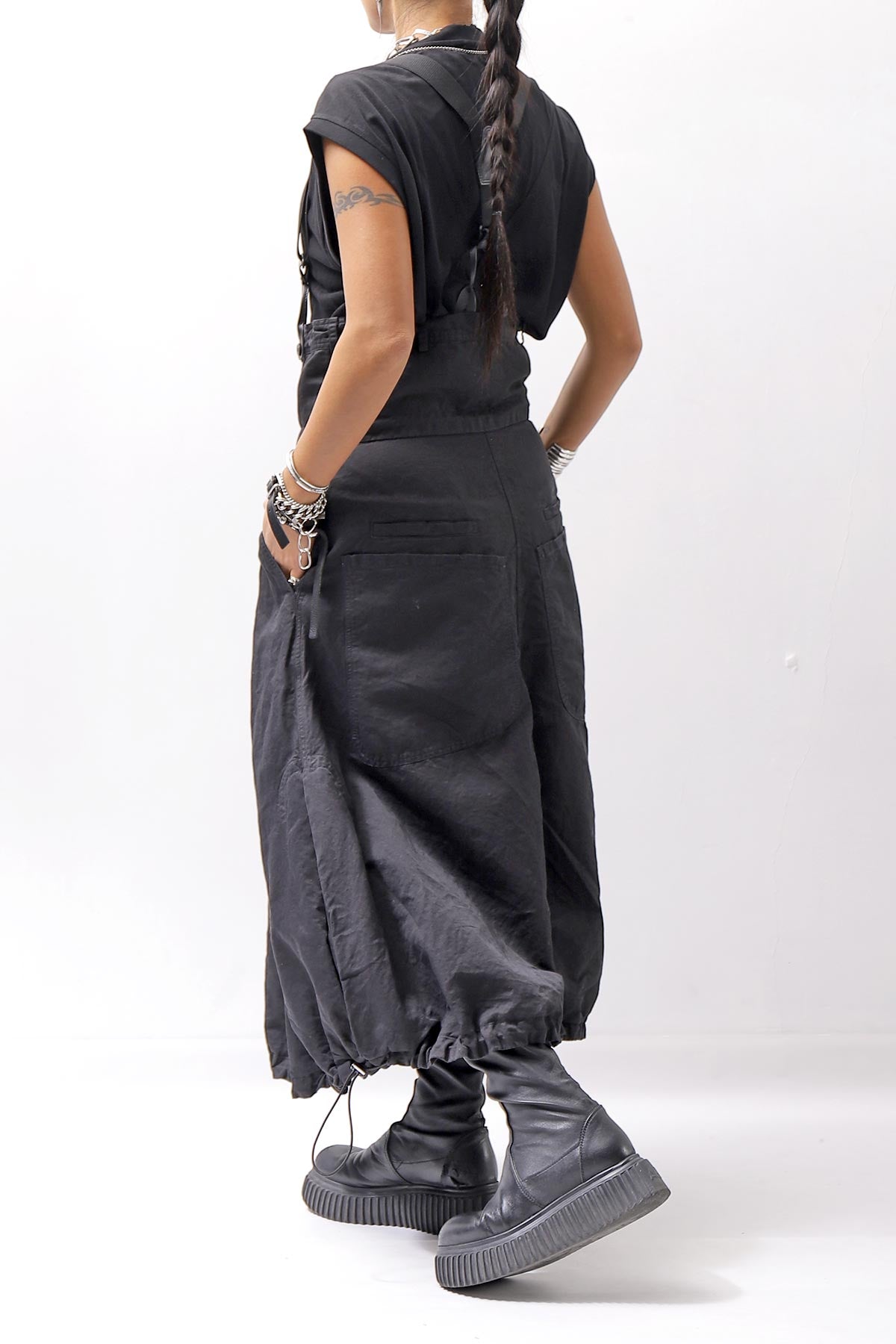 【RUNDHOLZ】 MULTIWAY LINEN COTTON SUSPENDER SKIRT PANTS 209 5311/03_BLACK