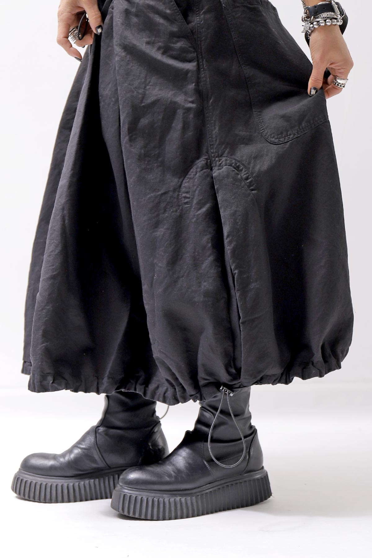 【RUNDHOLZ】 MULTIWAY LINEN COTTON SUSPENDER SKIRT PANTS 209 5311/03_BLACK