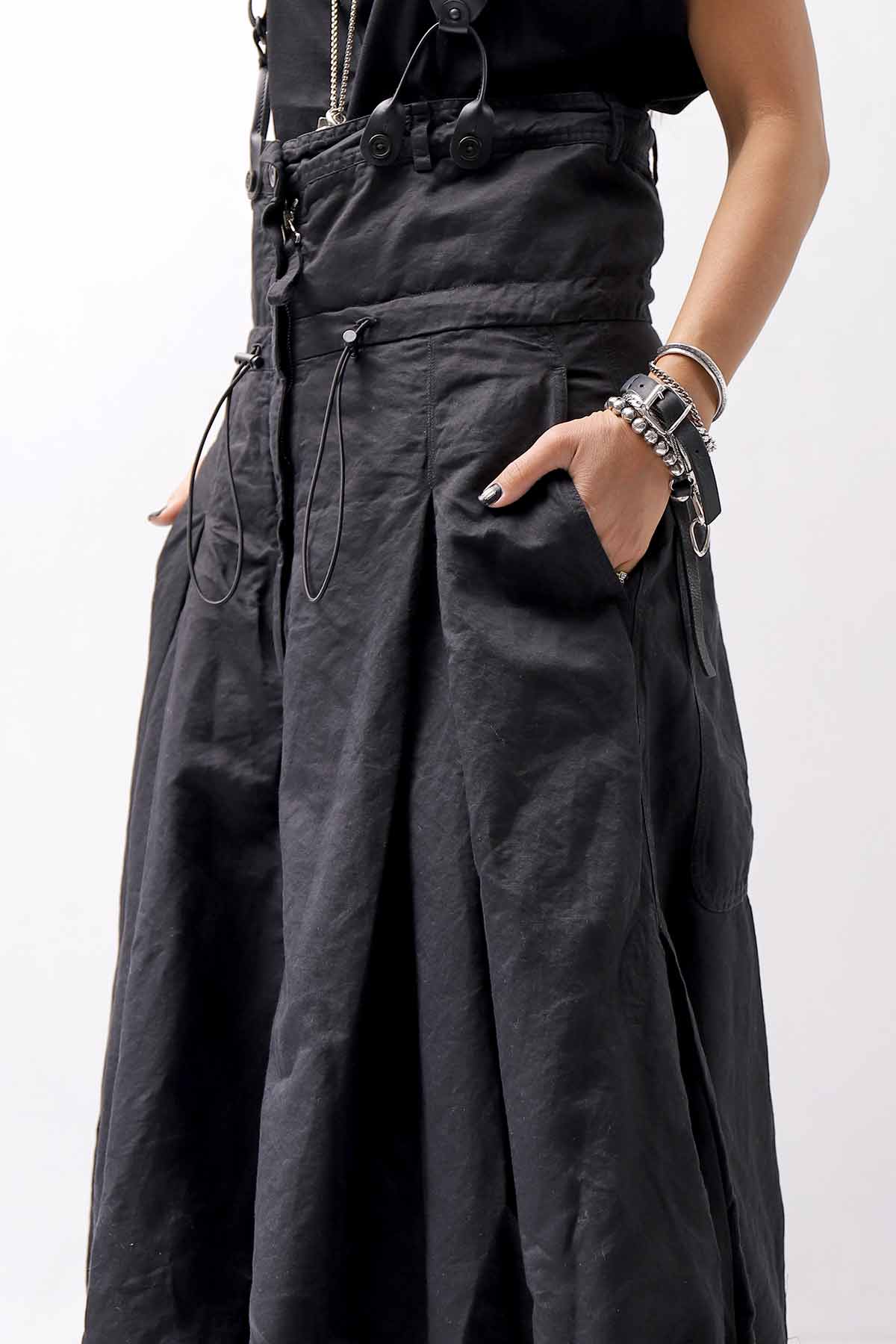 【RUNDHOLZ】 MULTIWAY LINEN COTTON SUSPENDER SKIRT PANTS 209 5311/03_BLACK