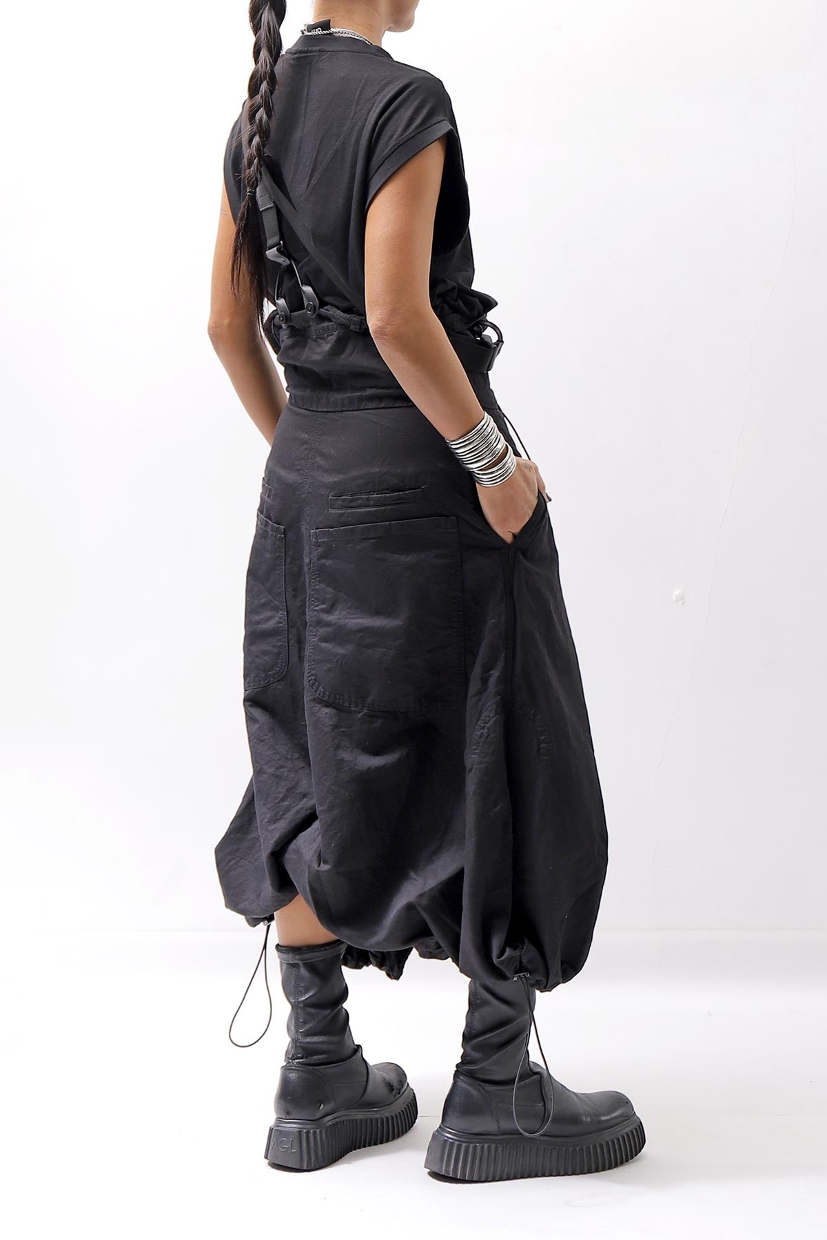 【RUNDHOLZ】 MULTIWAY LINEN COTTON SUSPENDER SKIRT PANTS 209 5311/03_BLACK