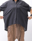 【studio b3】 OVERSIZED BACK BUTTON SHIRT TOP NB2070_BLACK